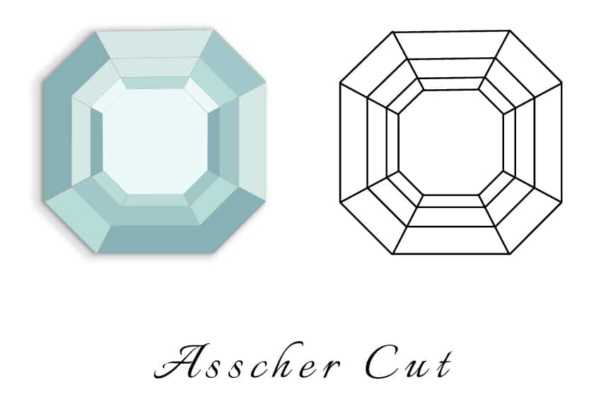 asscher cut diamond illustration